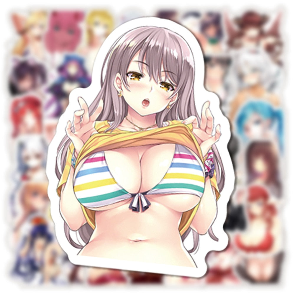 10/30/50/100PCS Kawaii Sexy Anime Hentai Waifu Stickers for Phone Skateboard Laptop Guitar Bunny Girls Sticker Classic Toys