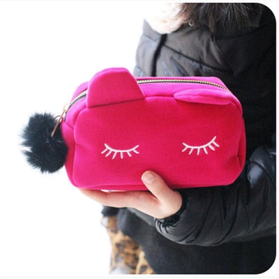 Cartoon Kawaii Pencil Case Cute Cat Plush Big Large Pencil Bag For Girls Kids Children Office School Supplie Stationery