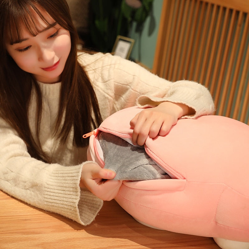 40cm 50cm Kawaii Plush Cat Paw Toy Down Cotton Stuffed Animal Functional Pillow with Blanket Gift for Kids