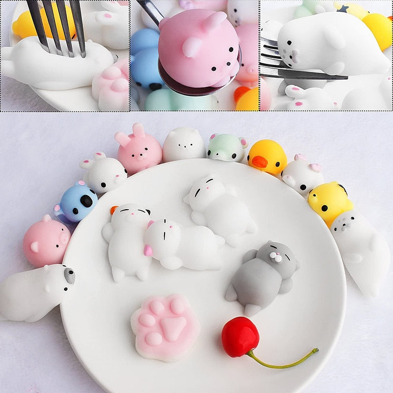 Mochi Squishy Animal Toys Stress Relief Toys Mochi Animals Toys  Mini Animals Cat Cute Kawaii Decompression Toy Christmas Gift