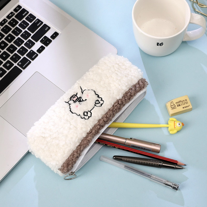 1PC Korea Stationery Kawaii Plush Pencil Case Quality School  School Pencilcases Cute Pencil Box Pencilcase Pencil Bag