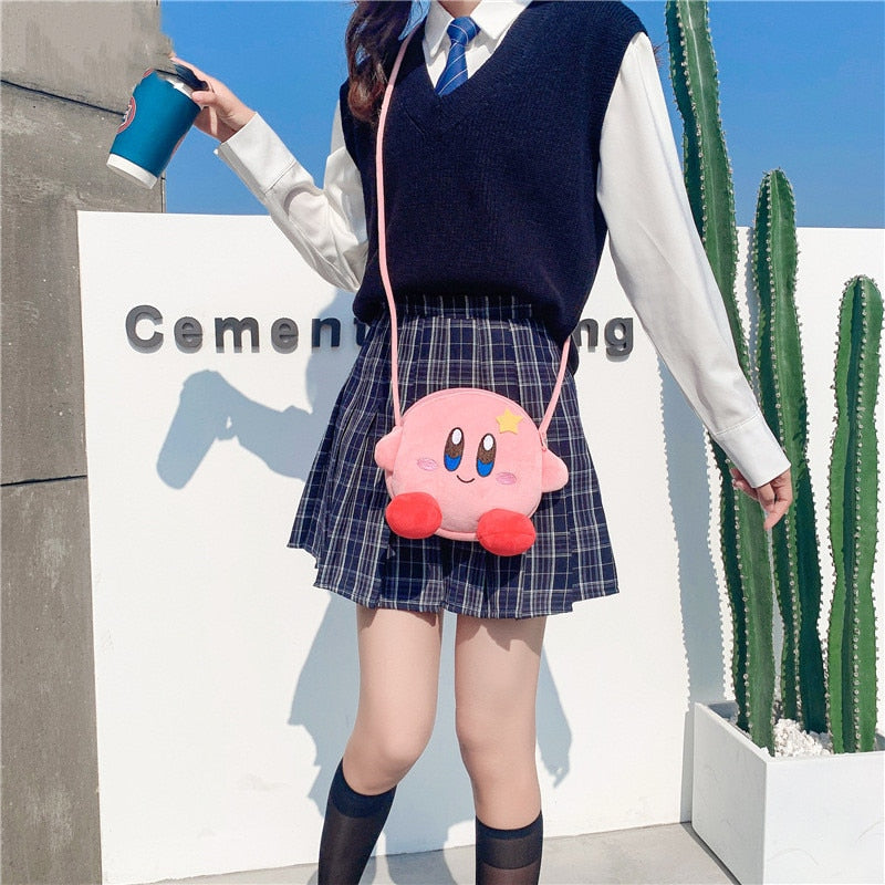 Kawaii Kirby Plush Toy Hand Bag Cartoon Star Kirby Messenger Bag Plush Toy for Girls Birthday Gifts