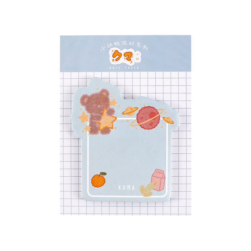 Cute cartoon animal party series Sticky Notes Memo Pad Diary Stationary Flakes Scrapbook Decorative kawaii cat N Times Sticky