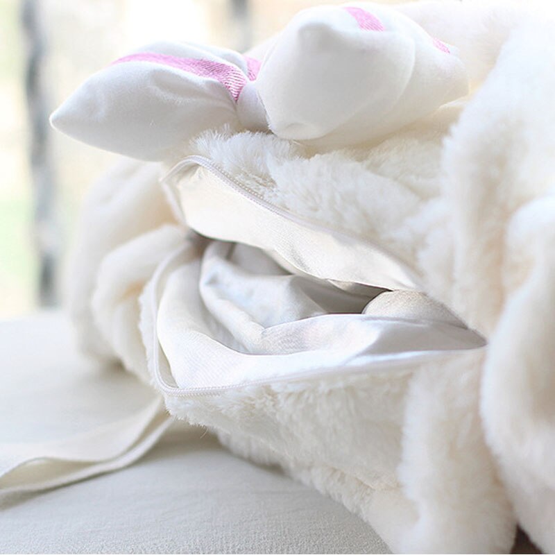 Japanese Rabbit Fluffy Lolita Handbag Luxrury Winter Women Kawaii Shoulder Crossbody Bag Ladies Bowknot Tote Bags with Long Ears