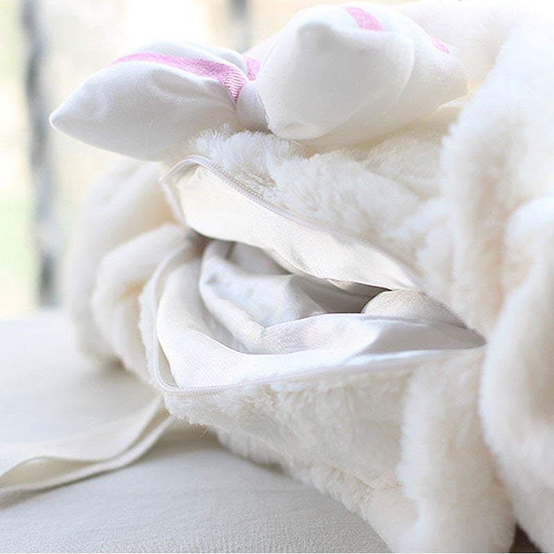 Japanese Rabbit Fluffy Lolita Handbag Luxrury Winter Women Kawaii Shoulder Crossbody Bag Ladies Bowknot Tote Bags with Long Ears