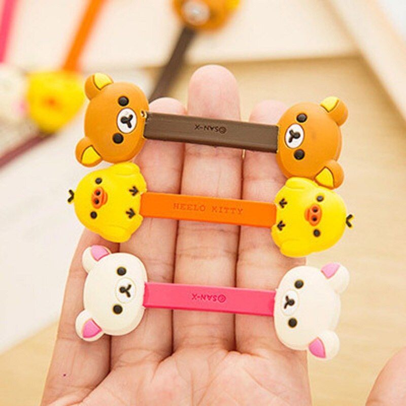 4Pc Kawaii Bear Chick Cable Bobbin Winder Protector Data Line Cord Protective Case USB Wire Line Cord Earphone Stationery Holder