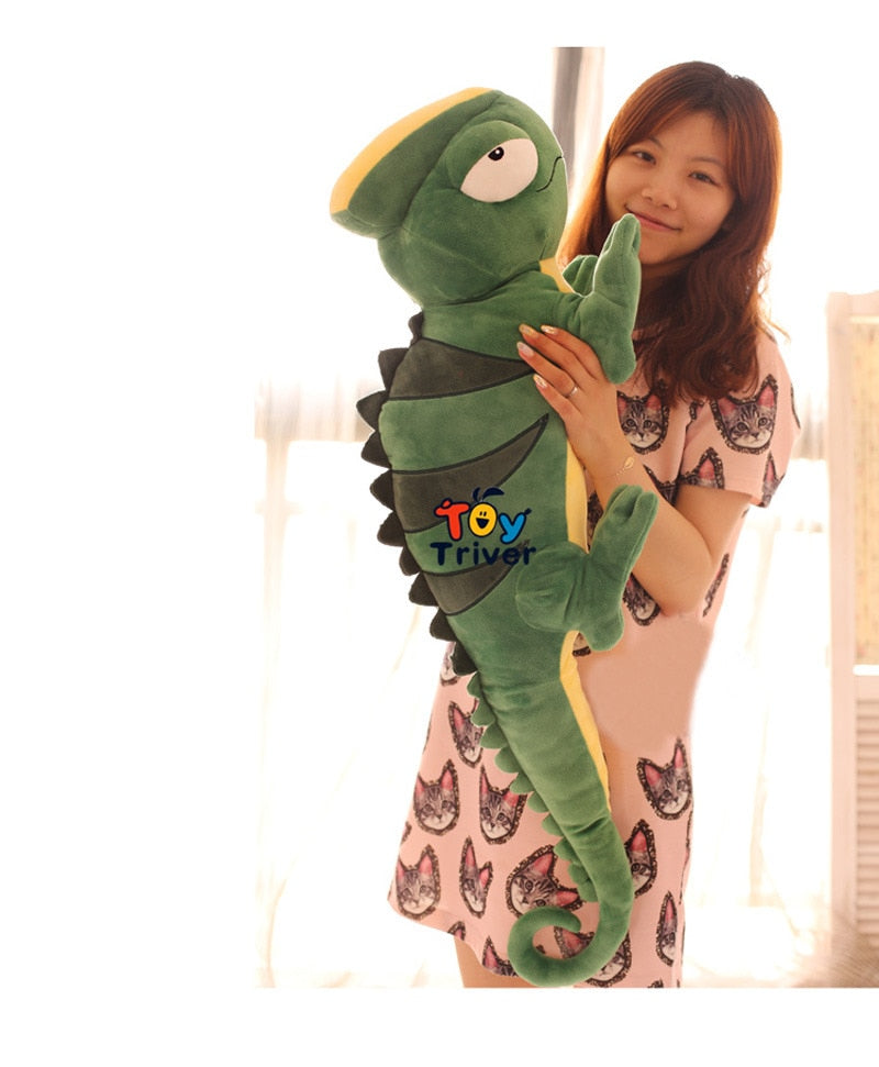 Kawaii Giant Lizard Chameleon Iguana Plush Toys Stuffed Animals Doll Baby Kids Children Boys Girls Birthday Gift Home Room Decor