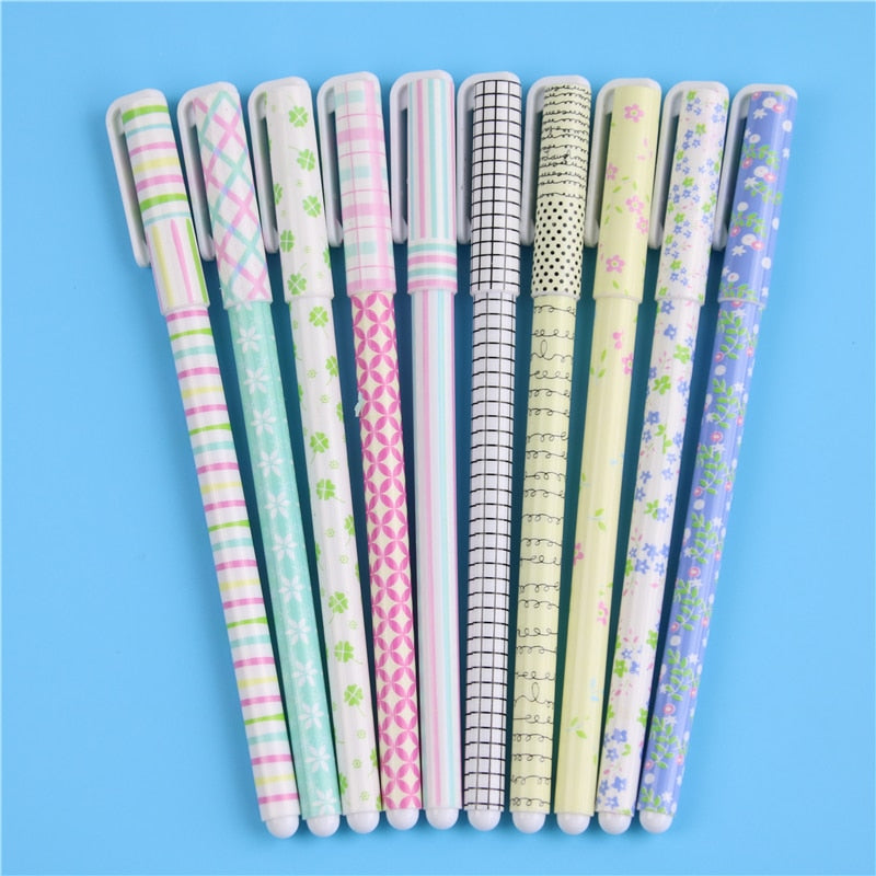10 Pcs/Set Color Gel Pen Kawaii Stationery Korean Flower Canetas Escolar Papelaria Zakka Office Material School Supplies