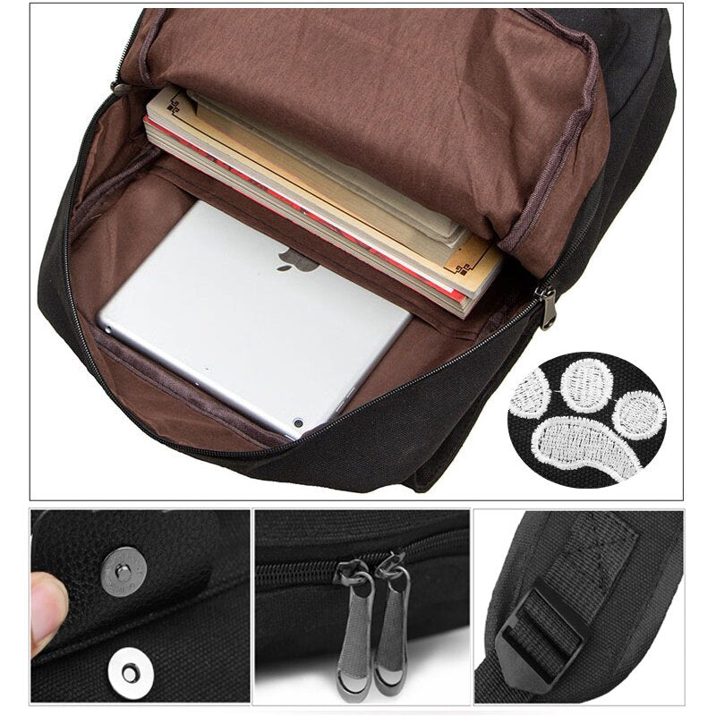 Women Cute Cat Backpack Canvas Kawaii Backpacks School Bag for Student Teenagers Lovely Rucksack Cartoon Bookbags Mochilas