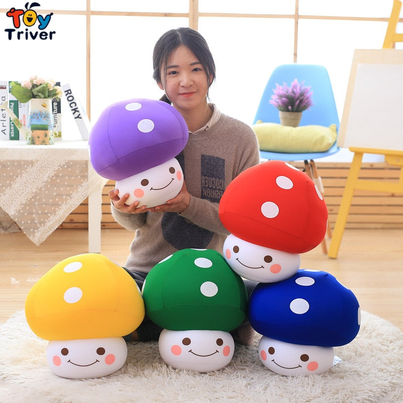 Kawaii Red Mushroom Plush Toys Stuffed Doll Foam Particle Pillow Cushion Baby Kids Children Boys Girls Birthday Gifts Home Decor
