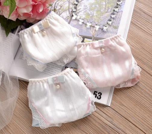 100% Real Photos  2nd Shipping Free M  L XL XXXL 3XL 5XL Lovely Cute Lolita Kawaii Sexy Lace Pearls Bow Panties Underwear Brief