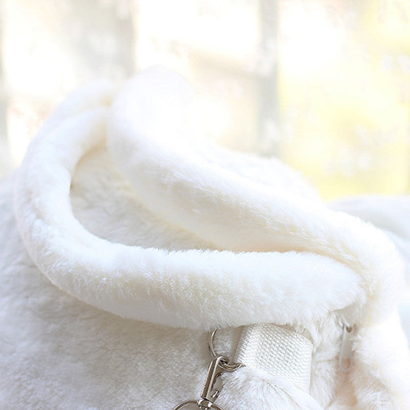 Japanese Rabbit Fluffy Lolita Handbag Luxrury Winter Women Kawaii Shoulder Crossbody Bag Ladies Bowknot Tote Bags with Long Ears