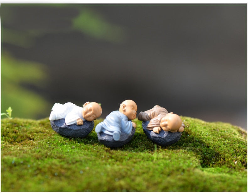 4pcs Figurine Fairy Home Decoration Accessories Kawaii Chinese Buddhist Monks Miniature Bonsai Garden Furniture Resin Craft