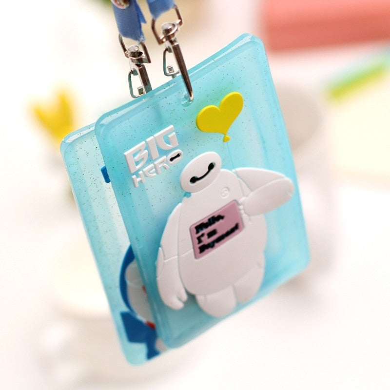 Kawaii Cute ID Card Holder Case Cartoon Business Bus Bank Credit Card Cover Transparent PVC for Student Kid Women Badge Bag Gift