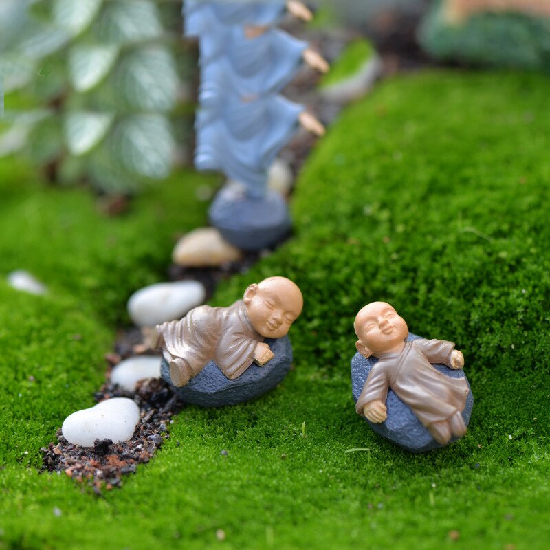 4pcs Figurine Fairy Home Decoration Accessories Kawaii Chinese Buddhist Monks Miniature Bonsai Garden Furniture Resin Craft