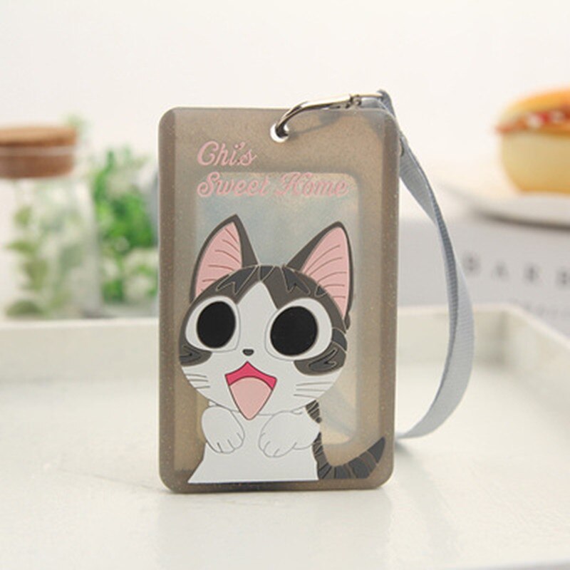 Kawaii Cute ID Card Holder Case Cartoon Business Bus Bank Credit Card Cover Transparent PVC for Student Kid Women Badge Bag Gift