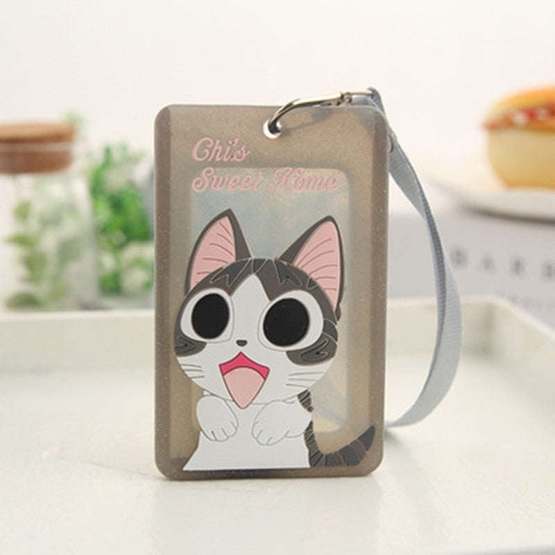 Kawaii Cute ID Card Holder Case Cartoon Business Bus Bank Credit Card Cover Transparent PVC for Student Kid Women Badge Bag Gift