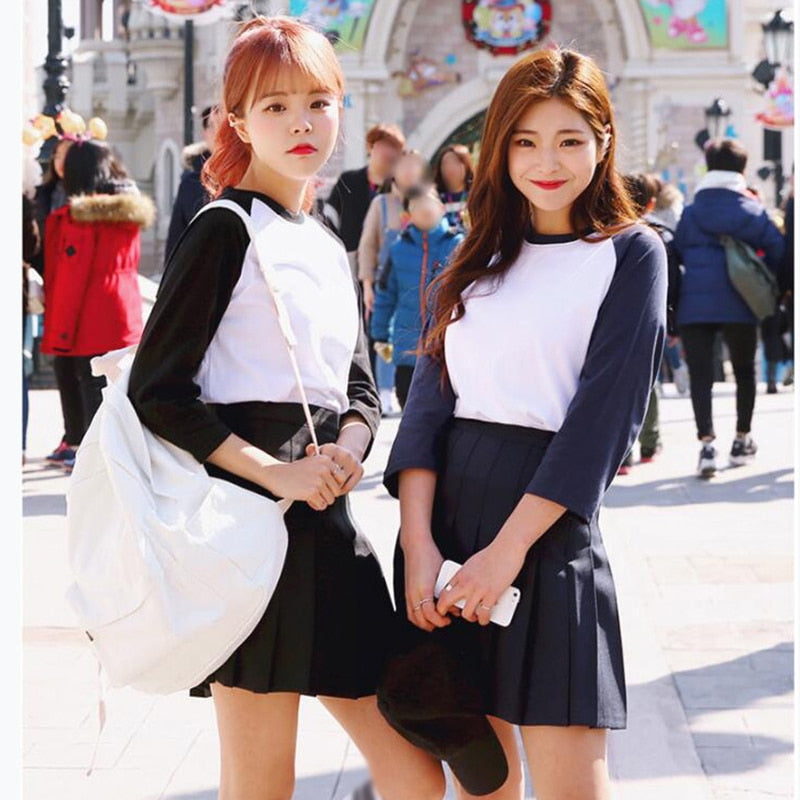 high waist pleated skirts Kawaii Harajuku Skirts women girls lolita a-line sailor skirt Large Size Preppy school uniform