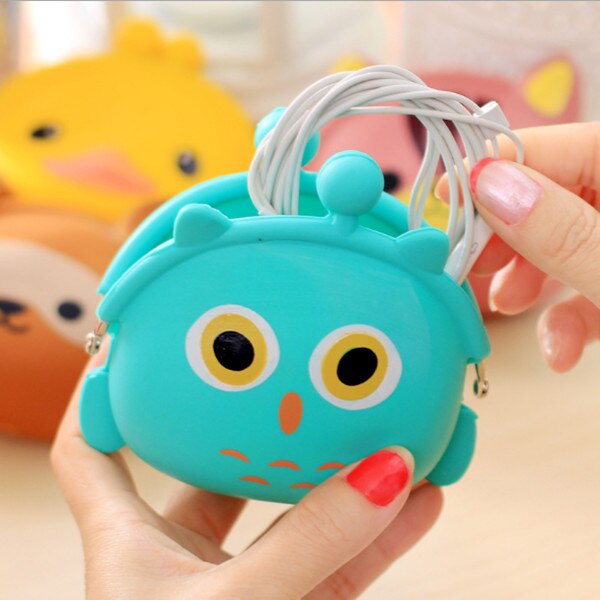 New Fashion Lovely Kawaii Candy Color Cartoon Animal Women Girls Wallet Multicolor Jelly Silicone Coin Bag Purse Kid Gift