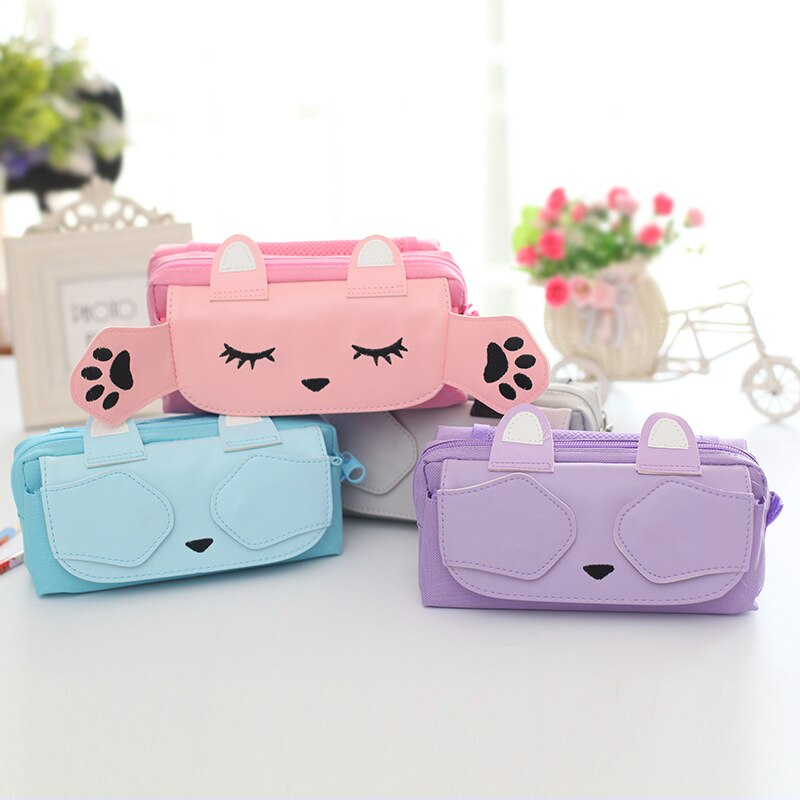 New Cute Beautiful World  Canvas Pencil Case Kawaii Girl School Supplies Pencil Bag Pen Bag Pouch Student Stationery