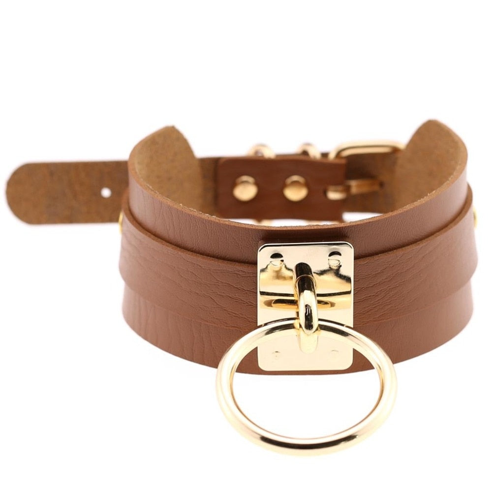 2021 Sexy Leather Choker Necklace Women Harajuku Kawaii Gold Color Metal Fashion Turkish Jewelry Punk Gothic Necklace For Girls