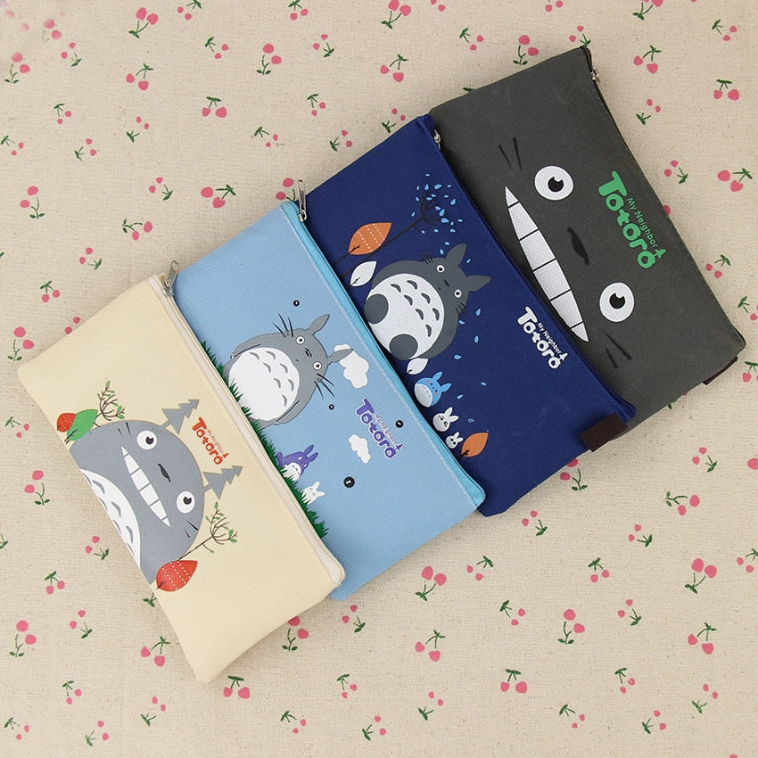 Cute Kawaii Fabric Pencil Case Lovely Cartoon Totoro Pen Bags for Kids Gift School Supplies