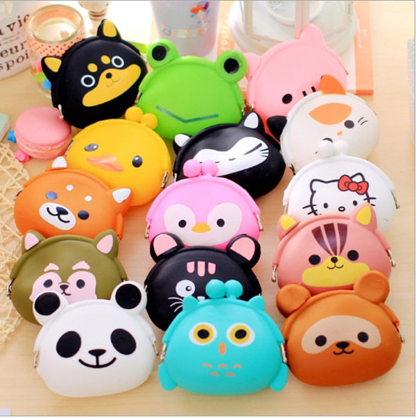 New Fashion Lovely Kawaii Candy Color Cartoon Animal Women Girls Wallet Multicolor Jelly Silicone Coin Bag Purse Kid Gift
