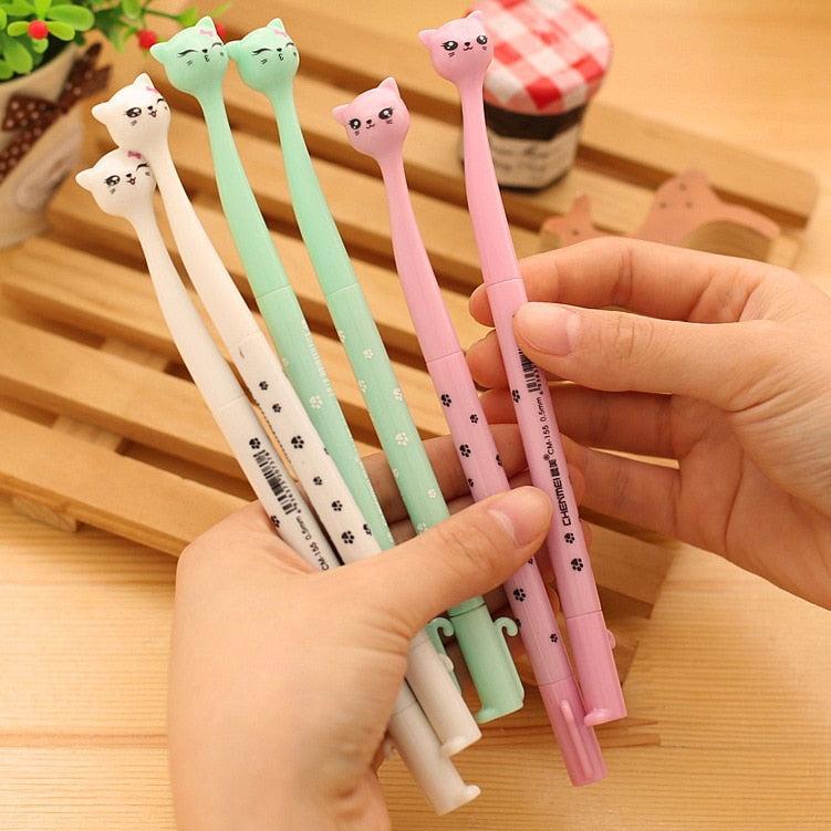 4 pcs/lot cute cartoon cat gel pen kawaii stationery pens canetas material escolar office school supplies papelaria
