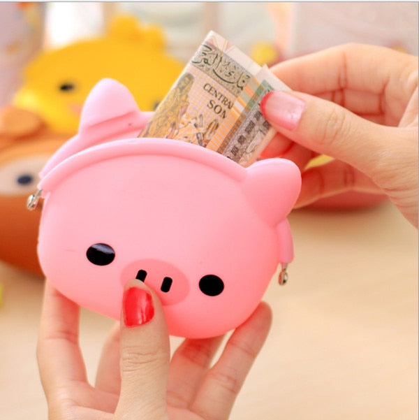 New Fashion Lovely Kawaii Candy Color Cartoon Animal Women Girls Wallet Multicolor Jelly Silicone Coin Bag Purse Kid Gift