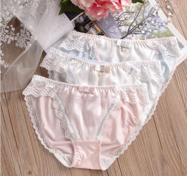 100% Real Photos  2nd Shipping Free M  L XL XXXL 3XL 5XL Lovely Cute Lolita Kawaii Sexy Lace Pearls Bow Panties Underwear Brief