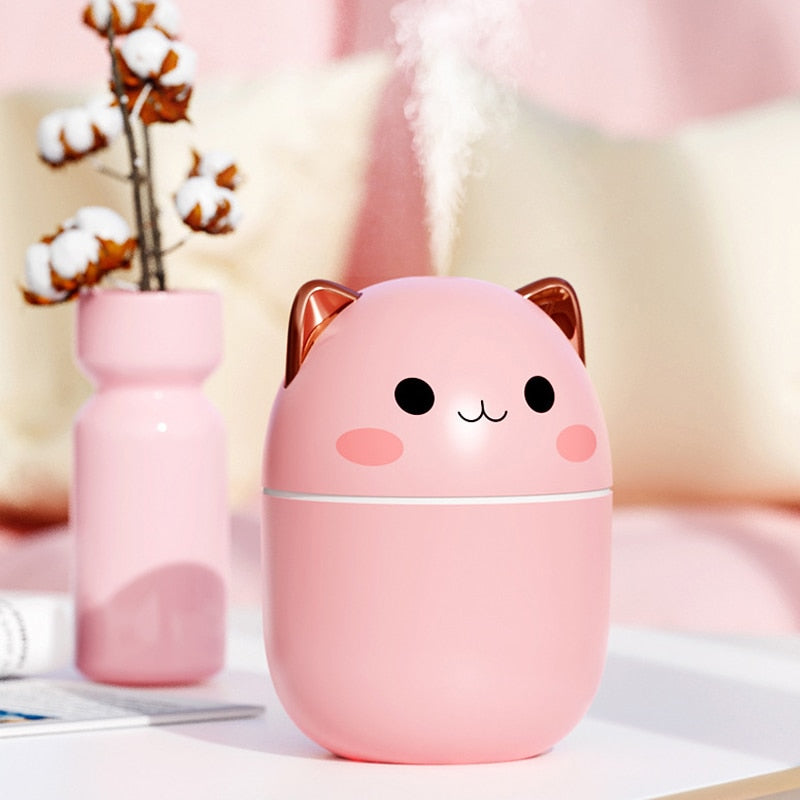 New 200ml Air Humidifier Cute Kawaii Aroma Diffuser With Night Light Cool Mist For Bedroom Home Car Plants Purifier Humificador