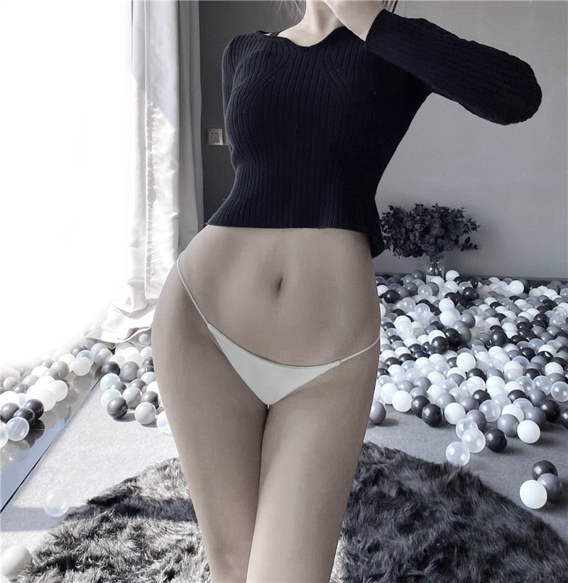 Sexy G String Kawaii Women Pure Color Low-Waist Thong Sex Lingerie Underwear Femal Sheer Panties Knickers Soft Cotton Briefs New