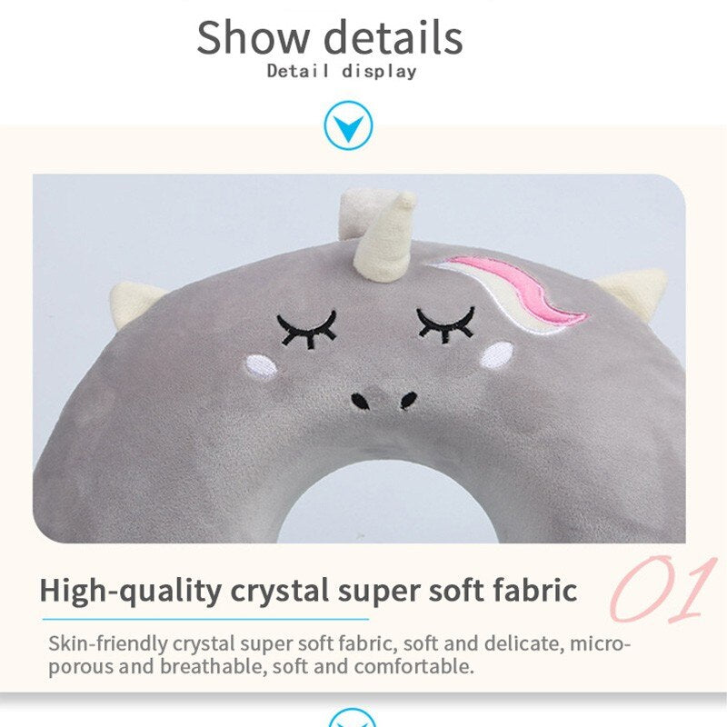 Portable Unicorn U Shaped Travel Pillow Car Air Flight Inflatable Pillows Neck Support Headrest Cushion Soft Memory Foam Pillow