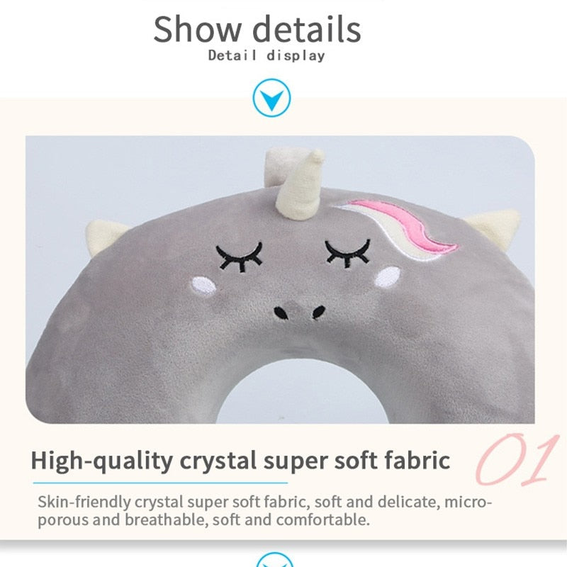 Portable Unicorn U Shaped Travel Pillow Car Air Flight Inflatable Pillows Neck Support Headrest Cushion Soft Memory Foam Pillow