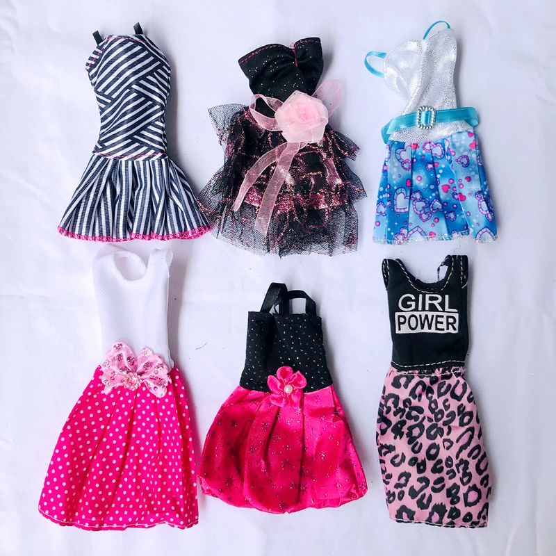 Kawaii Fashion Handmade 12 Items/Lot Doll Accessories Free shipping =6 Tops +6 Pants Clothes For Barbie Game DIY Birthday Gifts