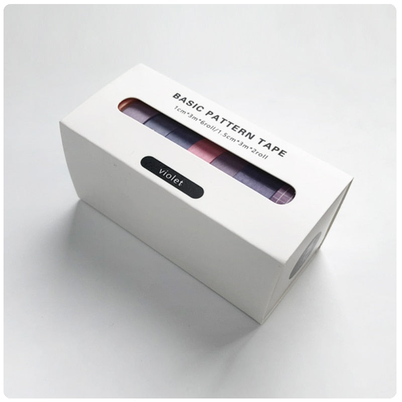 JIANWU 8pcs/set Retro Solid Color Basic Decoration Washi Tape Set DIY Scrapbook Cute Sticker Kawaii Masking Tape School Supplies