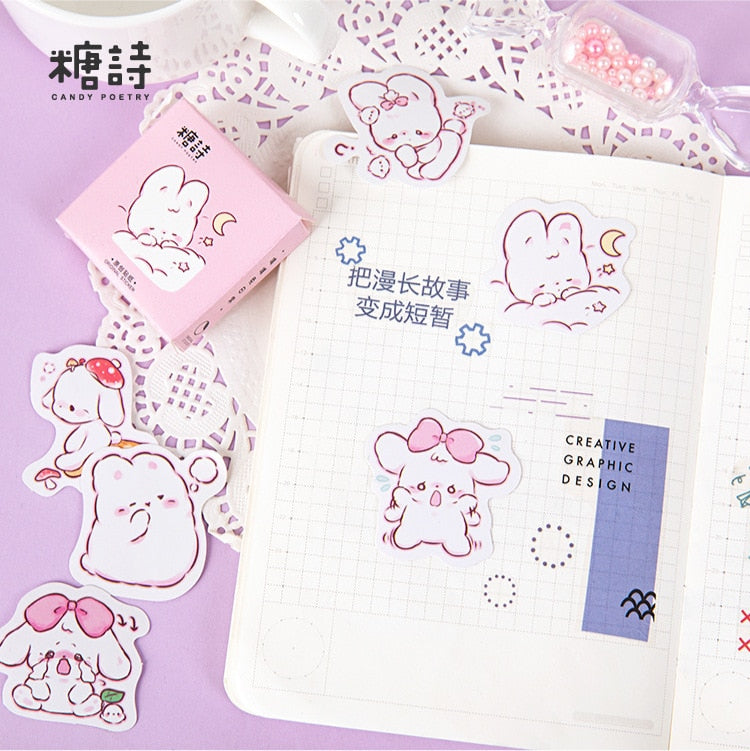 45 Pcs/pack Cute Rabbit Daily Kawaii Decoration Stickers Planner Scrapbooking Stationery Japanese Diary Stickers