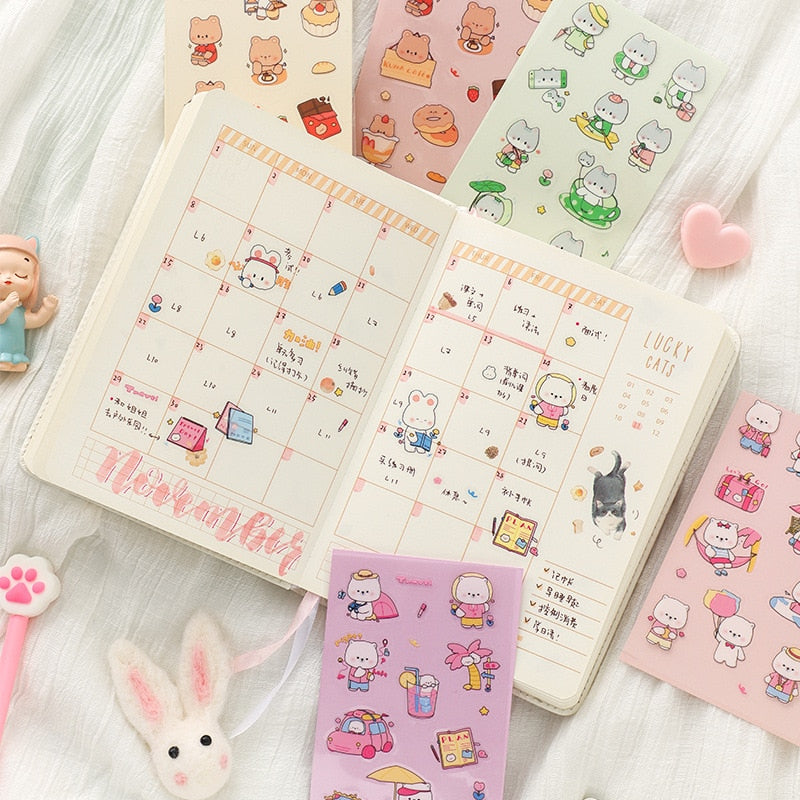 Mohamm 1Pc Pet Material Cute Kawaii Stickers Hand Account Decoration Stickers Student Supplies