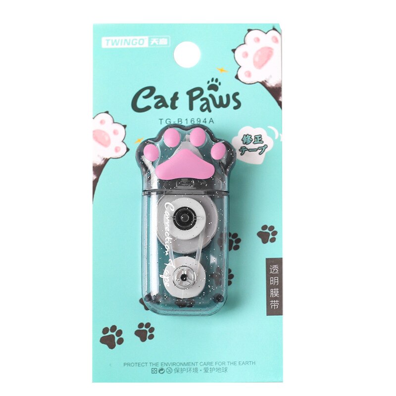 Kawaii Transparent Cat Paw 6M White Out Correction Tape Corrector Cute Office School Acccessories Supplies Stationery Gift