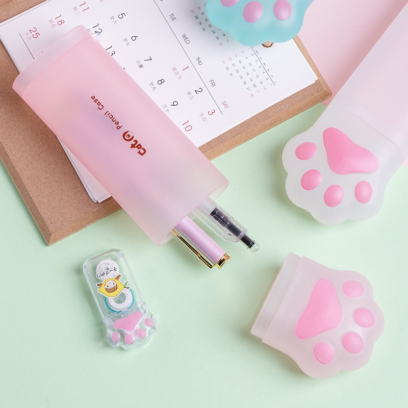 3D Pencil Case Storage Box Lovely Pink Cat paw Cartoon Pen Bag for School Girl Kawaii Stationery Gift Pouch Eraser Holder IN