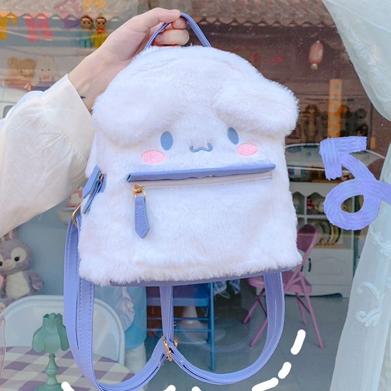 New Kawaii Sanrioed My Melody Cinnamoroll Cartoon Plush Bag Anime Soft Stuffed Animals Plushie Backpack Girls Doll Toys Gifts