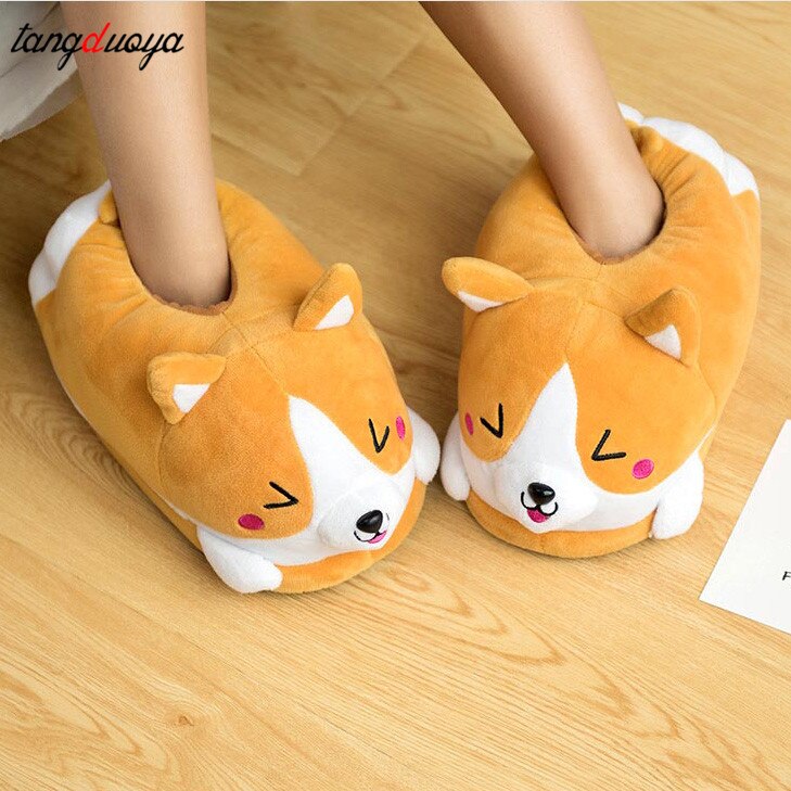 Kawaii Plush Avocado Slippers Fruit Toys Cute Pig Cattle Warm Winter Adult Shoes Doll Women Indoor Household Products size 35-43
