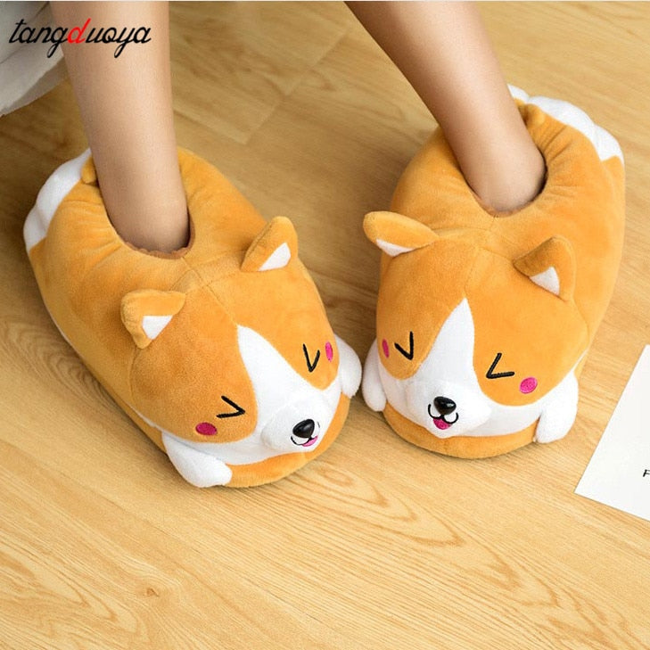 Kawaii Plush Avocado Slippers Fruit Toys Cute Pig Cattle Warm Winter Adult Shoes Doll Women Indoor Household Products size 35-43