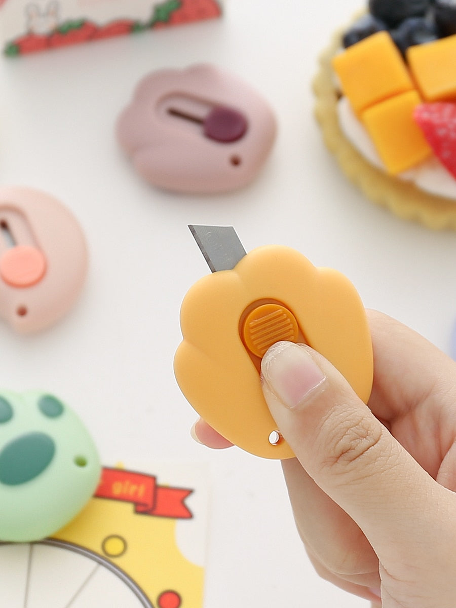 MINKYS Kawaii Mini Pocket Cat Paw Art Utility Knife Express Box Knife Paper Cutter Craft Wrapping Refillable Blade Stationery