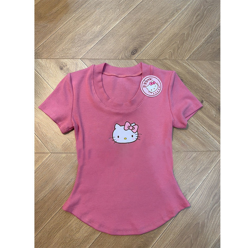 Summer Kawaii Hello Kitty T-Shirt Shorts Socks Anime Cartoon Sexy Girls Fashion Short Sleeve Pullover Fashion Sportswear Clothes