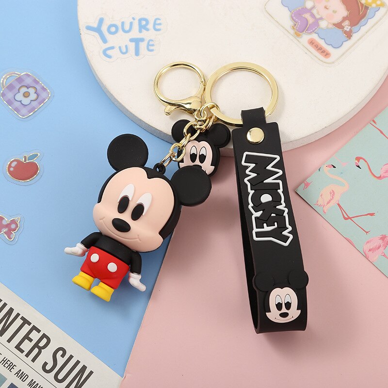 Disney Anime Cartoon Mickey Mouse Minnie Figure Keychains Donald Duck Piglet Key Chain Model Kid Toy Kawaii Children Gift