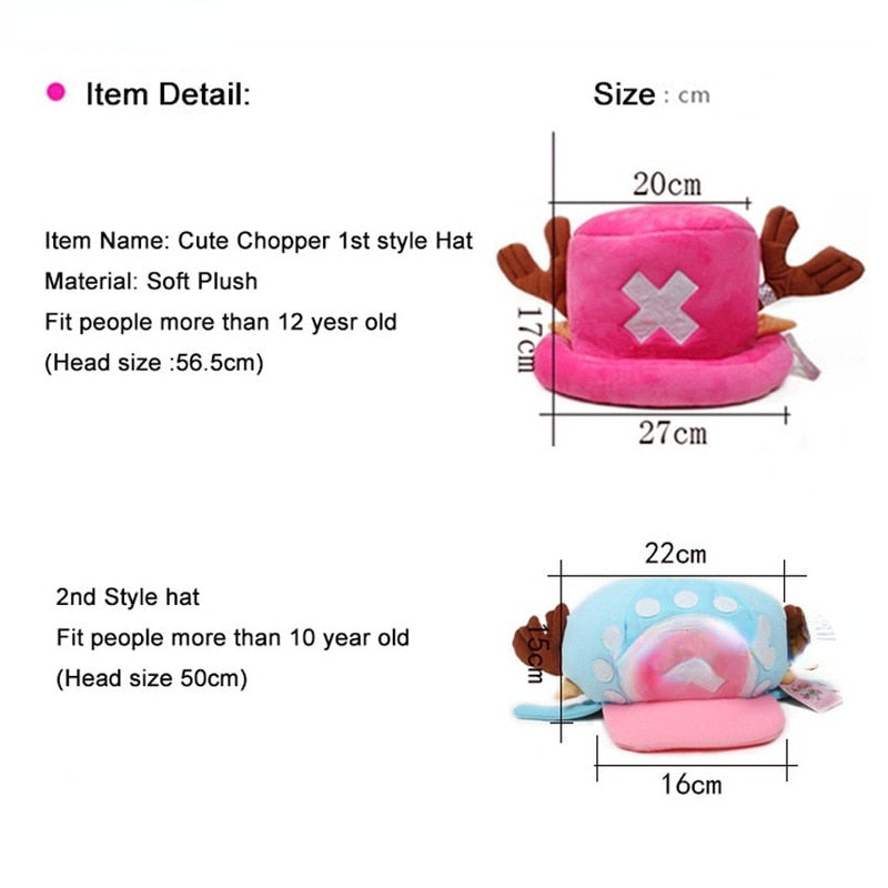 Kawaii Japanese Anime One Piece plush toys cosplay Tony Chopper plush cotton hat warm winter hat cartoon cap for children gift