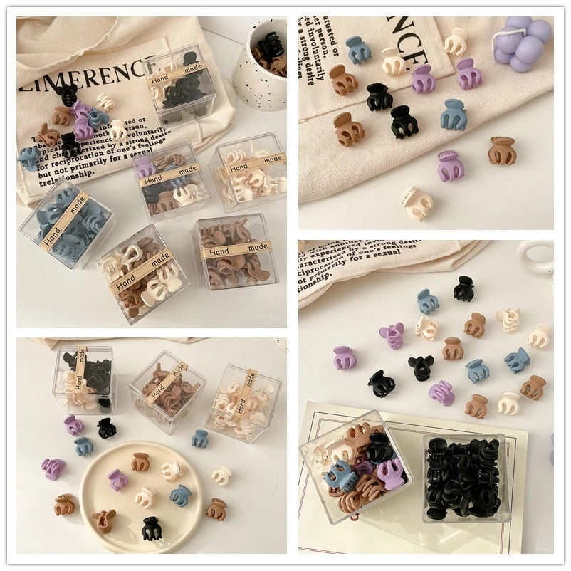10/12Pcs/BOX New In Matte Mini Kawaii Black Crab Hair Clip Claw Women Girls Cute Clips hair Clamp Gifts Kid Hair Accessorie