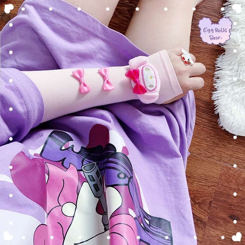 Kawaii Kuromi My Melody Cinnamoroll Cute Cartoon Outdoor Sunscreen UV Protection Mosquito-proof Ice Sleeve Ice Silk Sleeve Gift