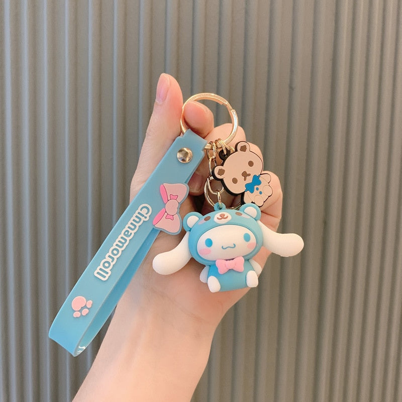 Kawaii Hello Kitty Keychain Sanrio Anime Cartoon Melody Kuromi Cinnamoroll Toys Cute Pendant Dolls Car Key Ring Girl&Child Gifts